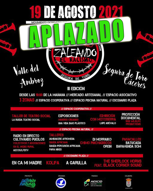 APLAZADO_ 19 AGOSTO 2021 FESTIVAL ZALEANDO EL RACISMO